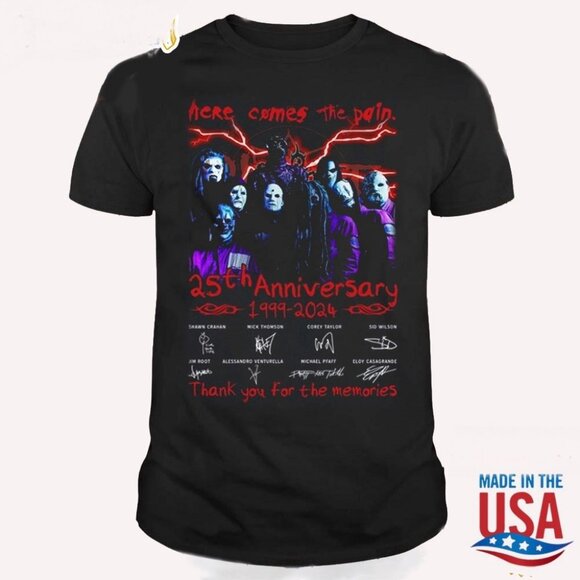 Here Comes The Pain 25th Anniversary 1999 2024 Slipknot T Shirt - Picture 1 of 4